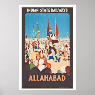 Poster Cartaz de Viagem Antigo de Allahabad Índia - Enqua