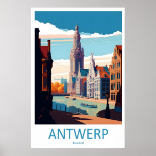 Poster Cartaz de Viagem Antigo de Antuérpia Parque Nacion