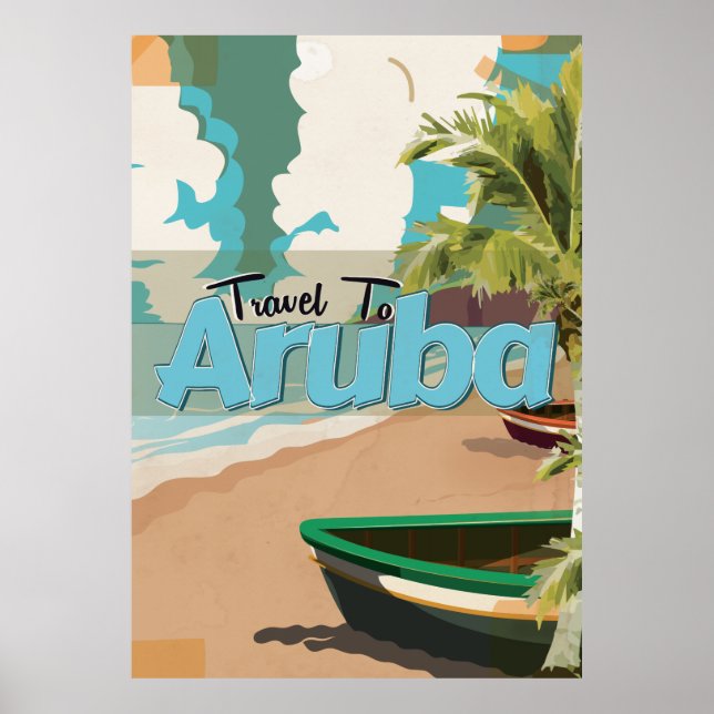 Pôster Cartaz de Viagem Antigo de Aruba. (Frente)