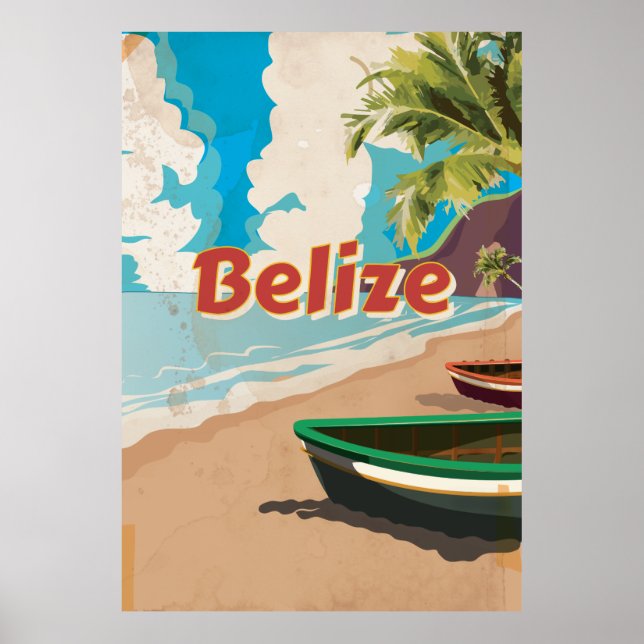 Pôster Cartaz de viagem antigo de Belize (Frente)