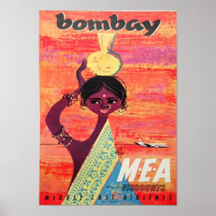 Pôster Cartaz de Viagem Antigo de Bombaim
