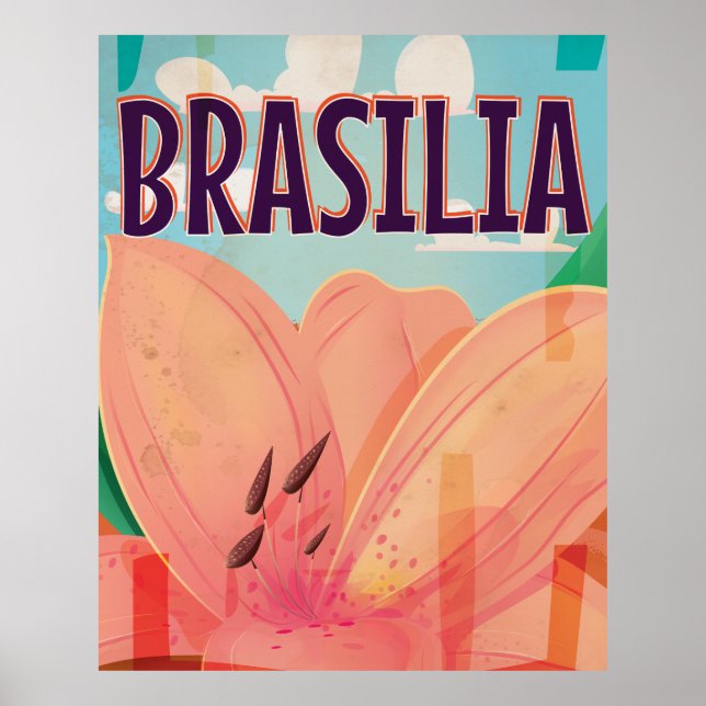 Poster Cartaz de Viagem Antigo de Brasília (Frente)