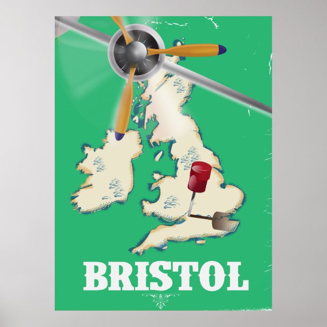 Pôster cartaz de viagem antigo de Bristol (Frente)
