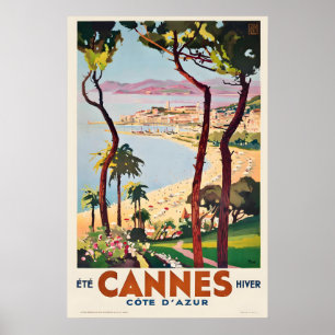 Poster Cartaz de Viagem Antigo de Cannes França