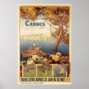 Poster Cartaz de Viagem Antigo de Cannes França