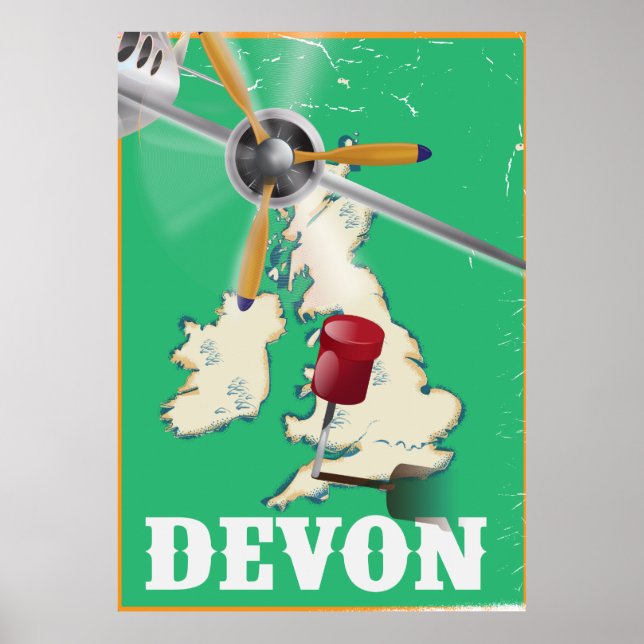 Pôster cartaz de viagem antigo de Devon (Frente)