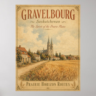 Poster Cartaz de Viagem Antigo de Gravelbourg Saskatchewa