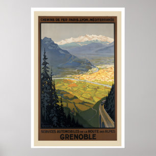 Poster Cartaz de Viagem Antigo de Grenoble França - Enqua