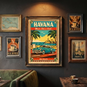 Poster Cartaz de Viagem Antigo de Havana – Arte de Parede