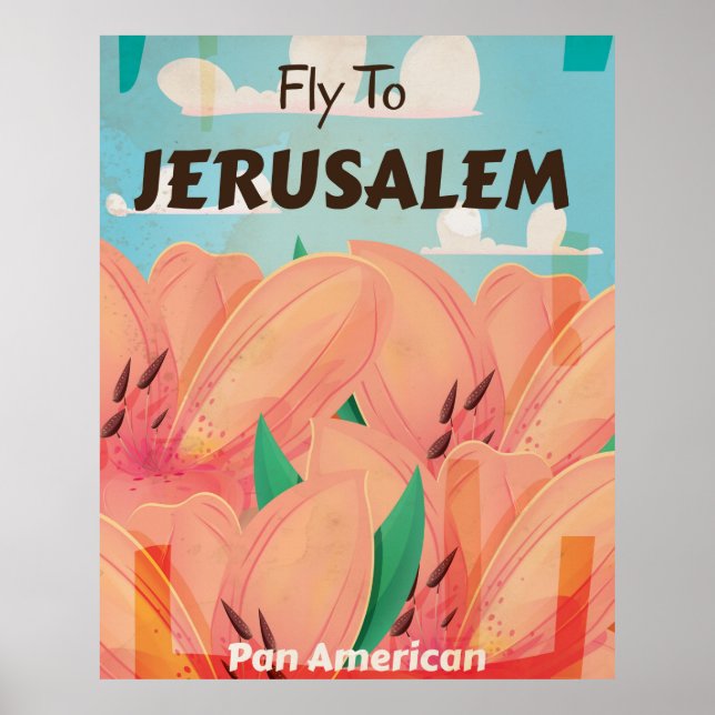 Pôster Cartaz de Viagem Antigo de Jerusalém (Frente)