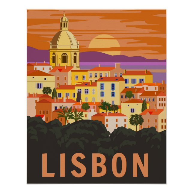 Pôster Cartaz de Viagem Antigo de Lisboa (Frente)