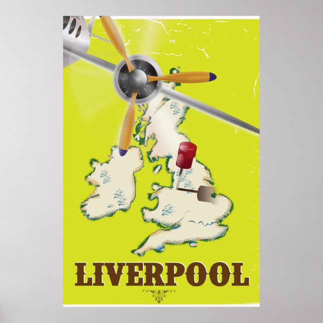 Pôster Cartaz de Viagem Antigo de Liverpool (Frente)