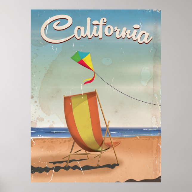 Pôster Cartaz de viagem antigo de Long Beach Califórnia (Frente)