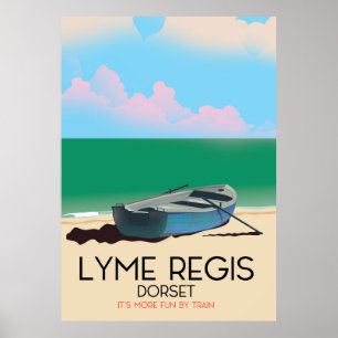 Poster Cartaz de viagem antigo de Lyme Regis, dorset.