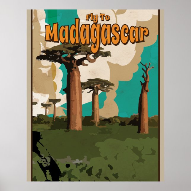 Pôster Cartaz de Viagem Antigo de Madagascar (Frente)