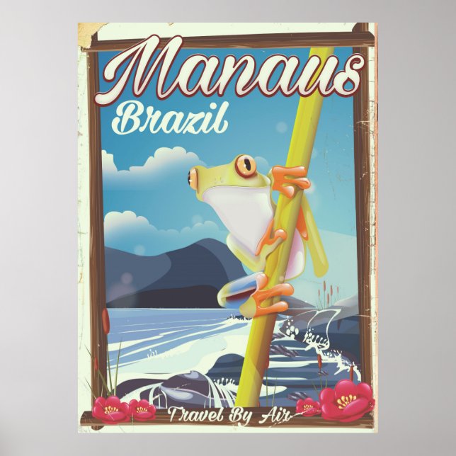 Pôster Cartaz de viagem antigo de Manaus Brasil (Frente)