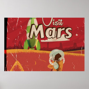 Pôster Cartaz de Viagem Antigo de Marte