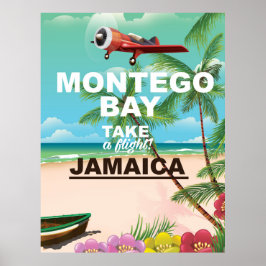 Poster Cartaz de viagem antigo de Montego Bay Jamaica