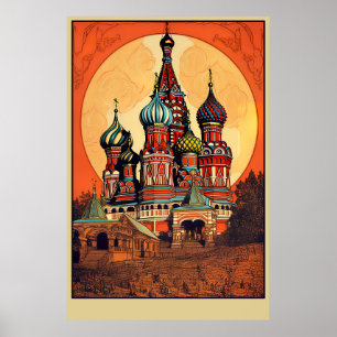 Poster Cartaz de Viagem Antigo de Moscou, Rússia
