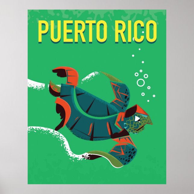 Poster cartaz de viagem antigo de porto rico (Frente)