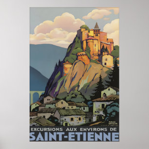 Poster Cartaz de Viagem Antigo de Saint-Étienne França