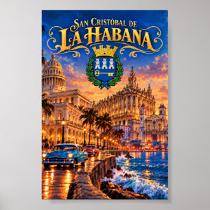 Poster Cartaz de Viagem Antigo de San Cristóbal de La Hab