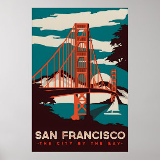 Poster Cartaz de Viagem Antigo de São Francisco, Dourado