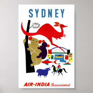 Pôster Cartaz de Viagem Antigo de Sydney Restaurado
