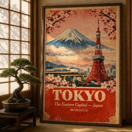 Poster Cartaz de Viagem Antigo de Tóquio Japão – Arte de