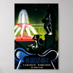 Poster Cartaz de Viagem Antigo de Varsóvia Polônia Restau
