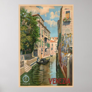 Poster Cartaz de Viagem Antigo de Veneza Itália