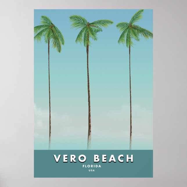 Poster Cartaz de viagem antigo de Vero Beach Flórida (Frente)