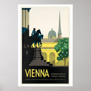 Poster Cartaz de Viagem Antigo de Viena Áustria - Enquadr