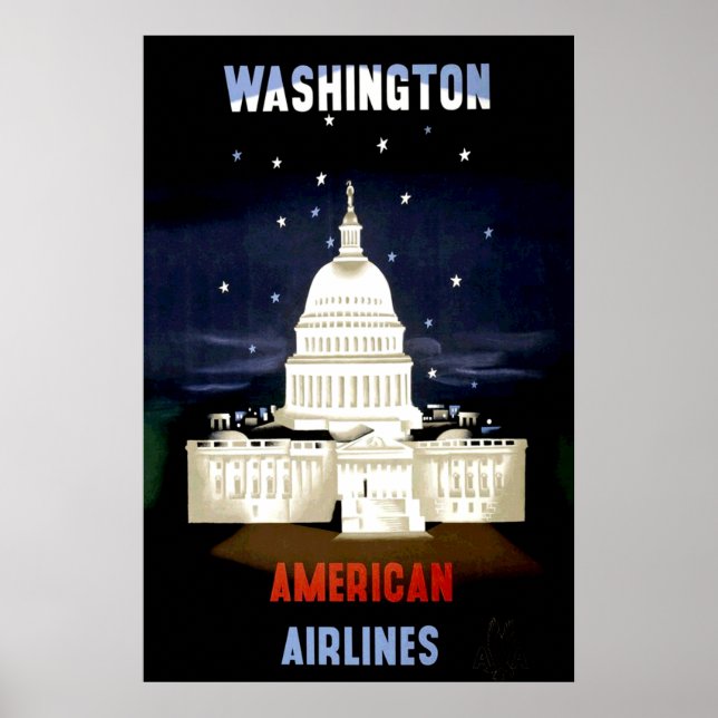Poster Cartaz de Viagem Antigo de Washington DC (Frente)