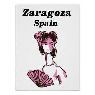 Pôster Cartaz de viagem antigo de Zaragoza Espanha