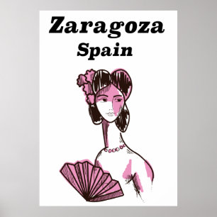 Poster Cartaz de viagem antigo de Zaragoza Espanha