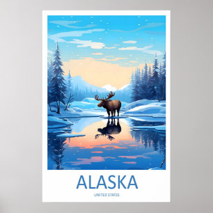 Poster Cartaz de Viagem Antigo do Alasca Parque Nacional 