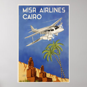 Poster Cartaz de Viagem Antigo do Cairo Egito Pirâmides M