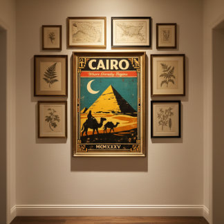 Poster Cartaz de Viagem Antigo do Cairo – Pirâmides do Eg