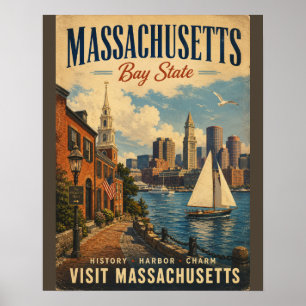 Poster Cartaz de Viagem Antigo do Estado da Baía de Massa