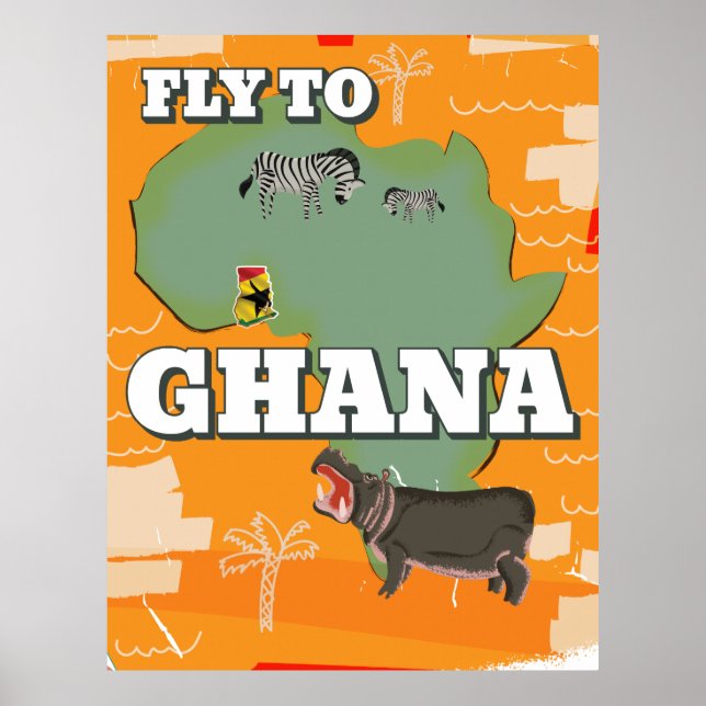 Poster cartaz de viagem antigo do Gana (Frente)