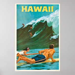 Poster Cartaz de Viagem Antigo do Havaí Estados Unidos
