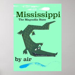 Poster cartaz de viagem antigo do jacaré do Mississippi