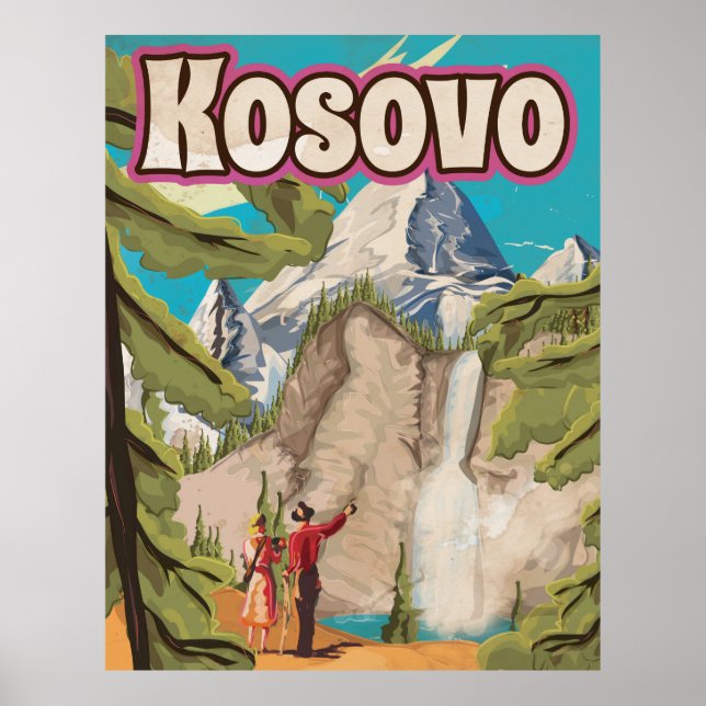 Pôster Cartaz de Viagem Antigo do Kosovo (Frente)