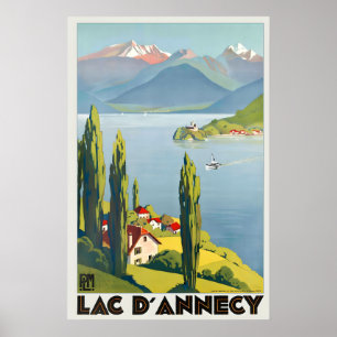 Poster Cartaz de Viagem Antigo do Lago Annecy França