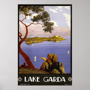 Poster Cartaz de Viagem Antigo do Lago Garda