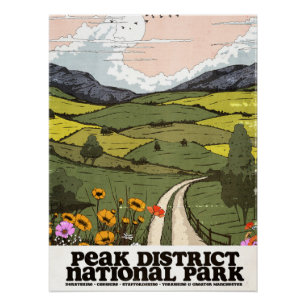 Pôster Cartaz de Viagem Antigo do Parque Nacional Peak Di