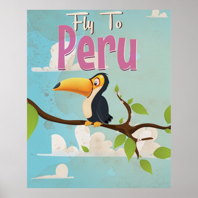 Poster Cartaz de Viagem Antigo do Peru. (Frente)