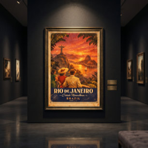 Poster Cartaz de Viagem Antigo do Rio de Janeiro   Parede