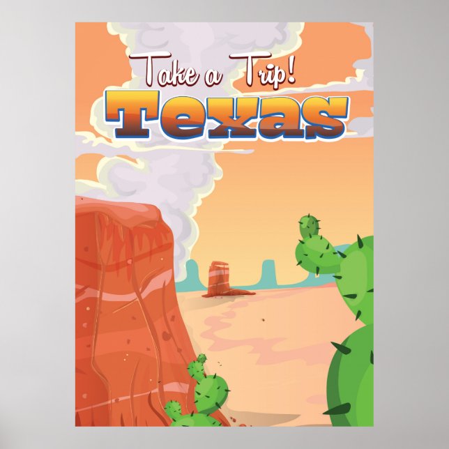Poster Cartaz de Viagem Antigo do Texas (Frente)